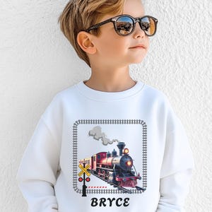 Personalized Train Kids Sweathirt, Custom Choo Choo Birthday Train Crewneck, Toddler Train Tee, Boys Girls Train Outfit Gift