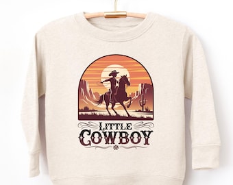 Sudadera de vaquero para niños, jersey vaquero para bebés, atuendo campestre para niños, cuello redondo con temática de rodeo, ropa vaquera para bebés