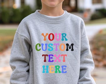 Retro benutzerdefinierter Text Kinder-Sweatshirt, personalisierter Name Rundhalsausschnitt, benutzerdefinierter Kleinkind-Pullover, benutzerdefinierter Text Kinder-Pullover