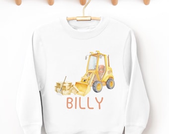 Personalisierte Farm Traktor Sweatshirt, Name Kinder Bauernhof Pullover, Jungen Traktor Crewneck, Bauernhof Thema Outfit Geschenk