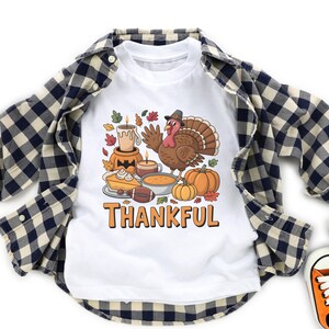 Cute Thankful Tee Shirt For Thanksgiving , Kids Fall Outfit, Autumn Pumpkin Tee, Family Matching Thanksgiving Shirt, Toddler Baby Tshirt