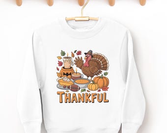 Thanksgiving-tröja, höstoutfit för barn, hösttröja för småbarn, matchande kalkondagströja för familjen