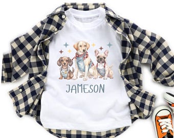 Personalized kids dog tshirt, custom puppy name shirt, toddler pet lover gift, kids personalized dog tee, cute puppy outfit