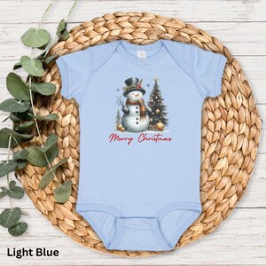 Merry Christmas Snowman Baby Bodysuit | Cute Holiday Outfit for Babies | Winter Snowman Romper | Christmas Baby Gift | Festive Baby Onepiece
