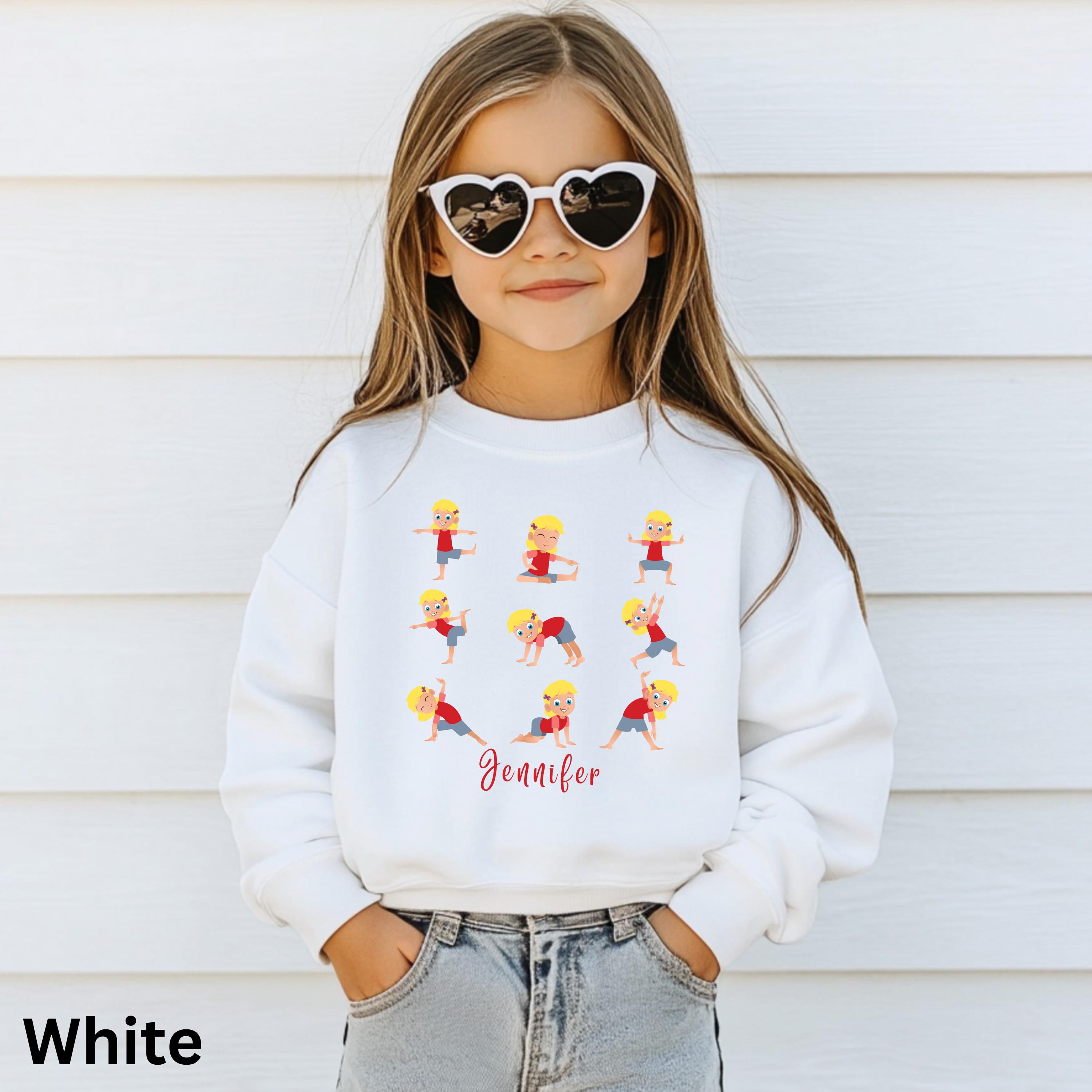 Personalized Girls Yoga Sweatshirt, Custom Name Kids Yoga Pullover, Toddler Girl Mindful Hoodie, Cute Yoga Gift for Little Girls
