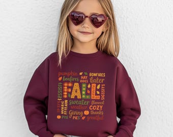Sudadera con estampado de palabras de otoño, acogedora sudadera de cuello redondo con hojas de calabaza otoñal y especias, jersey con mensaje de agradecimiento y bendición para Acción de Gracias, atuendo de otoño