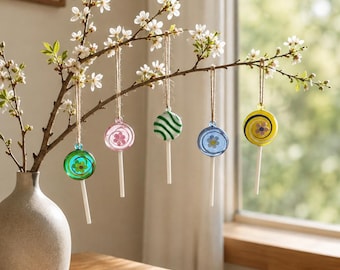 Glas-Lutscher-Anhänger, bunte Bonbon-Hängedekoration, Mini-Glasanhänger, Geschenkanhänger, Gastgeschenk, Weihnachtsdekoration für Zuhause