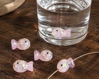 Glasfischperlen, Lampwork-Tierperlen für die Schmuckherstellung, DIY-Armband- und Halskettenzubehör, Geschenk für Meeresliebhaber, Geschenk für Bastler