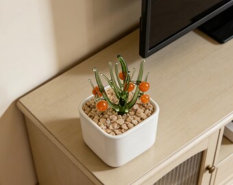 Handgemachte mini Glas Topfpflanzen, Glas Kaki Topfpflanzen, bunte Glas Orangenbaum Topfpflanzen, Geburtstagsgeschenk