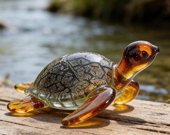 Handgemachte Glas Meeresschildkröte Figur, Mini geblasen Glas Schildkröte Ornament, Ozean Tier Dekor Strand Haus Dekor, Schildkröte-Liebhaber-Geschenk