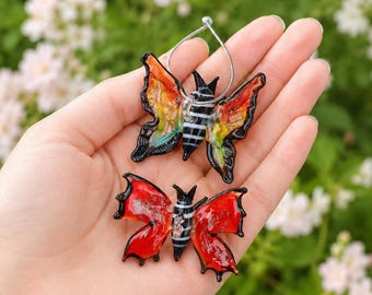 Handgefertigter Schmetterlingsschmuck aus Glas, Mini-Schmetterlings-Sonnenfänger, farbenfroher Fensterhänger, Gartendekoration, Geschenk für Naturliebhaberinnen
