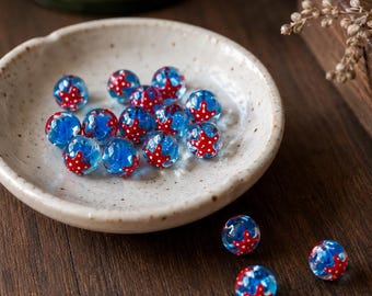 Handgefertigte Seestern-Glasperlen, blaue Lampwork-Perlen für die Schmuckherstellung, DIY-Armbandperlen mit Meeresmotiven, Geschenk für Strandliebhaberinnen (Ehefrau oder Tochter)