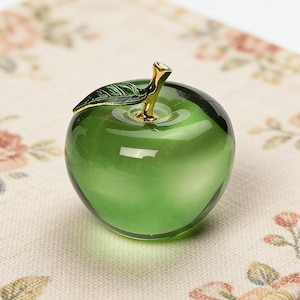 Adornos creativos de manzana de vidrio transparente de moda para decoración del hogar, regalos para festivales y cumpleaños, adornos de vidrio de manzana verde