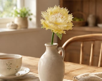 Handgefertigte Pfingstrose aus Glas, Glasblumenskulptur, florale Wohndekoration, Geburtstagsgeschenk für die Ehefrau, Jahrestagsgeschenk