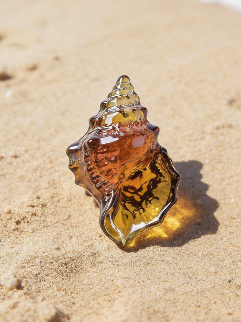 Handmade Glass Conch Shell Sculptures: Marine Shell Ornaments, Beach ...
