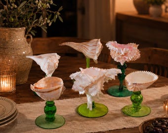 Taças de coquetel artesanais em formato de concha, taças de martini em formato de concha, utensílios de bar para casamento na praia, presente para despedida de solteira e madrinhas