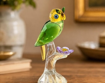 Handgefertigte Vogelfiguren aus Glas, Kristallglasornamente, Papageienfiguren, farbenfrohe Kunstskulpturen, Geschenke für Vogelliebhaber