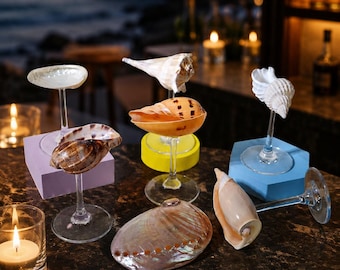 Handgefertigtes Muschel-Cocktailglas - Weinglas im Küstenstil, geeignet für Strandbars und Solopartys.