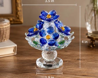 Kristallblumenfigur, florale Tischdekoration aus Glas, romantisches Wohnaccessoire, Kristallblumen-Mittelstück