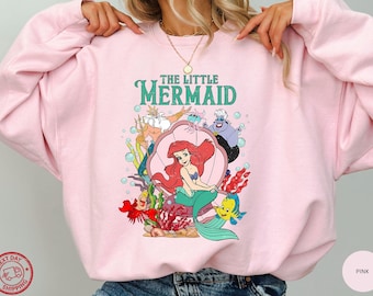 Suéter de Ariel La Sirenita, sudadera de princesa Disney, camiseta retro de Ariel, Rey Tritón y Úrsula, camiseta vintage de Ariel