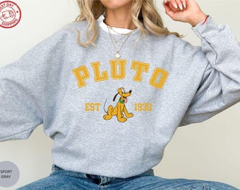 Sudadera vintage de Plutón, suéter de regalo para amantes de Plutón, regalo de Disney para mujer, camiseta de Plutón de 1930