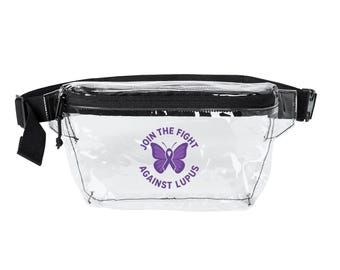 Únete a la lucha contra el lupus. Riñonera transparente / Bolso de cintura de PVC transparente.