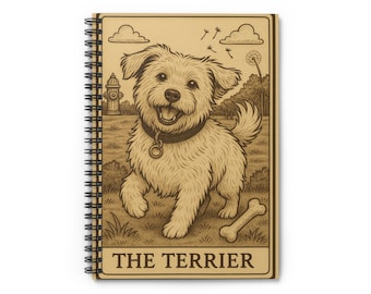 Terrier Mutt Mix Dog Themed Spiral Notebook, Pet Lover Gift, Cute Stationery, Dog Illustration Journal, Animal Lover's Diary