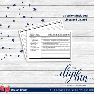 4 x 6 fiches recettes | Entièrement modifiable PDF | 2 versions doublée et sans doublure | Usage personnel seulement