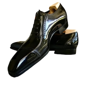 Handmade Full-Grain Leather Oxford Shoes: Men&#39;s Formal Wedding Footwear