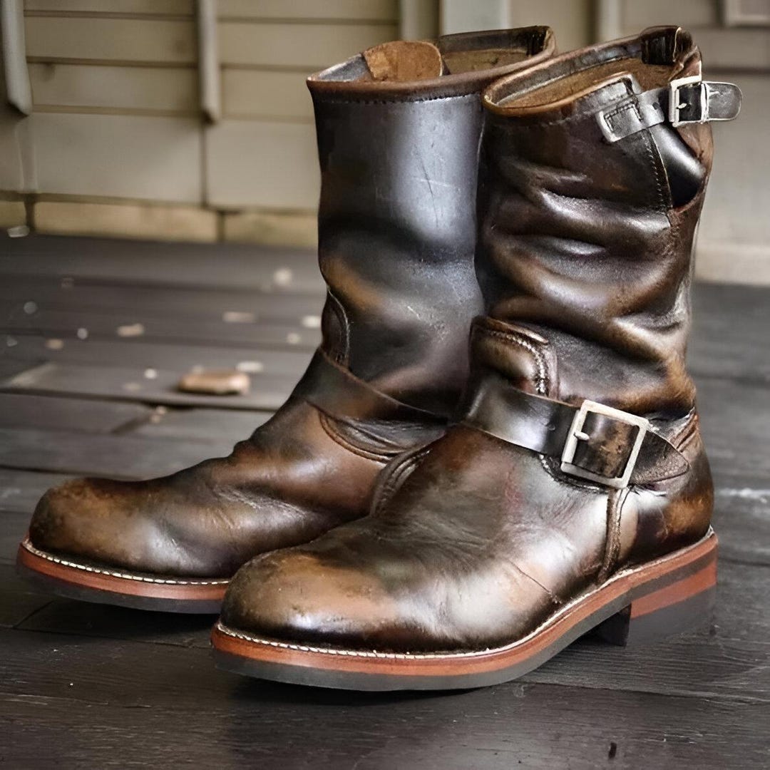 Fashion Motorcycle Genuine Leather Men Ankle Boots