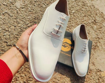 white formal dress shoes White Tuxedo Shoes Patent Leather Round Toe