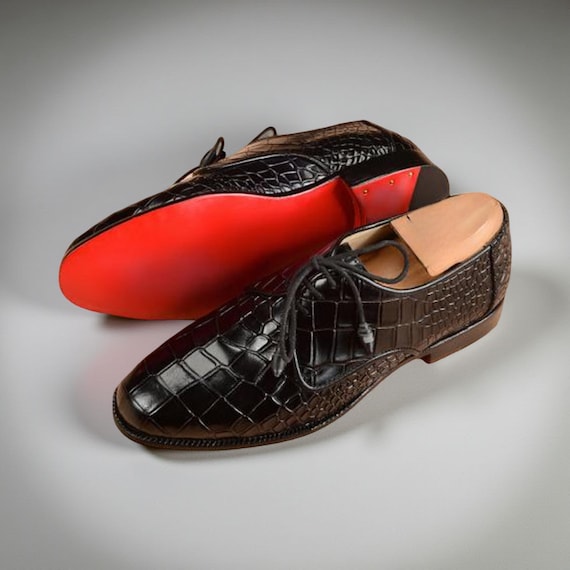 Christian Louboutin Business Oxford Red Sole Formal Dress Shoe Black  Alligator Shoe Rack - Etsy