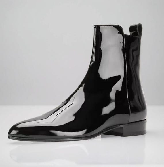 Christian Louboutin Samson Black Patent Leather Boots - Etsy