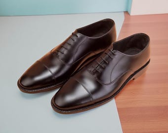 Handmade Black Leather Oxford Shoes: Red Sole Formal Dress Shoe