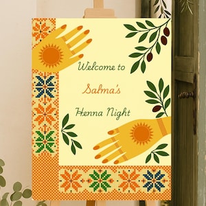 Palestinian Tatreez Henna Welcome Sign: Henna Night Decor | Mehndi (Digital Download