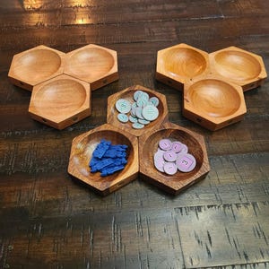HexNest Solid Wood Magnetic Hex Trays: Modular Board Game Organizer
