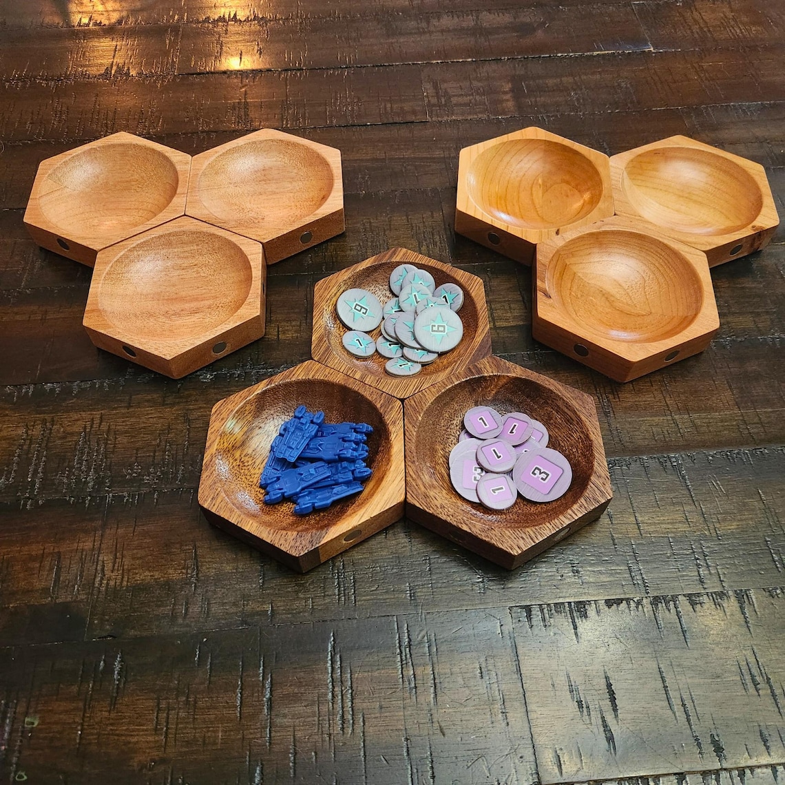 HexNest Solid Wood Magnetic Hex Trays