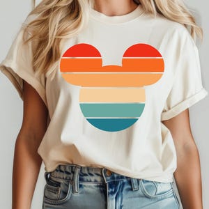 Retro Sunset Mickey Shirt, Colorful Mickey T-Shirt, Magic Kingdom Shirt, Matching Family Travel Shirt, Disneyland, Disneyworld, Minnie Mouse image 1