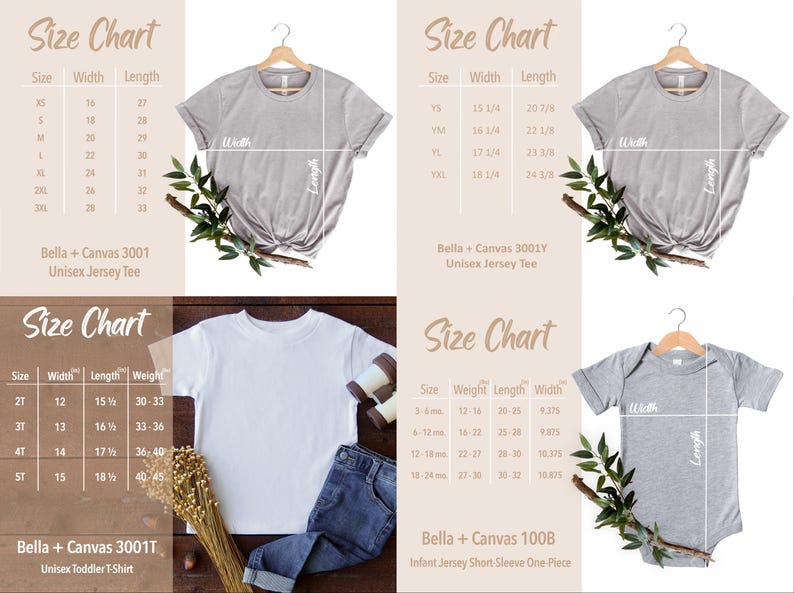 the size chart for a t - shirt is shown