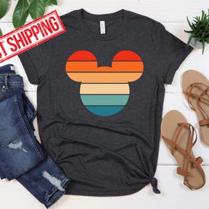 Retro Sunset Mickey Shirt, Colorful Mickey T-Shirt, Magic Kingdom Shirt, Matching Family Travel Shirt, Disneyland, Disneyworld, Minnie Mouse image 4