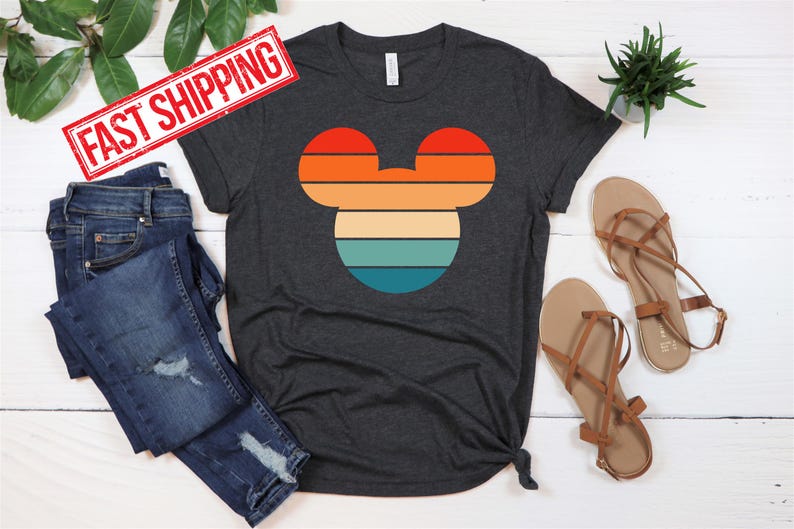 Retro Sunset Mickey Shirt, Colorful Mickey T-Shirt, Magic Kingdom Shirt, Matching Family Travel Shirt, Disneyland, Disneyworld, Minnie Mouse image 4