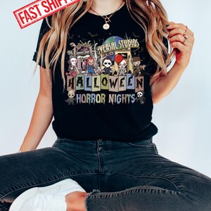 Disney Halloween 2025 Horror Nights Universal Studios Shirt, Nightmare, Sally, Jack Skellington, Tim Burton, Scary Movies Party Tee, Freddy image 2