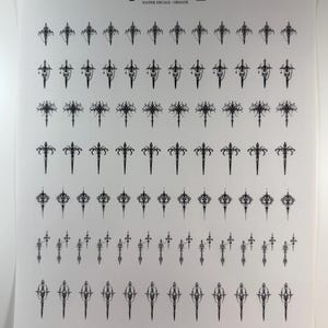 Ornate Gothic Nail Decals | Sword, Skull, Filigree Water Slide Stickers