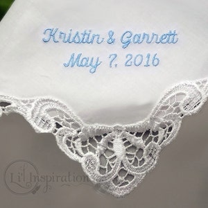 Wedding Handkerchief Something Blue for Bride Wedding Hanky Personalized Wedding Hankerchief Wedding Gift Handkerchief