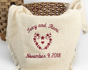 Year 2 Anniversary Gift Cotton, Cotton Anniversary Gift, Year Two Wedding Anniversary Gift, 2nd Anniversary Gift Cotton Blanket Personalized