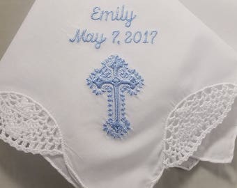 Handkerchief First Communion Gift For Girl - Baptism - Christening - Holy Communion Hankerchief Keepsake Godchild Goddaughter Hankie Hanky