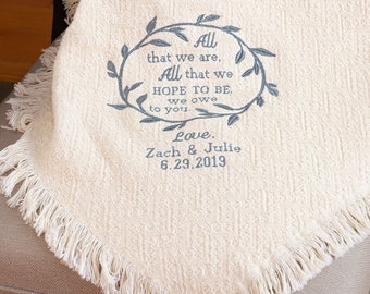 Parents Wedding Gift From Bride and Groom Custom Blanket Throw Personalized, Embroidered Blanket Cozy and Warm