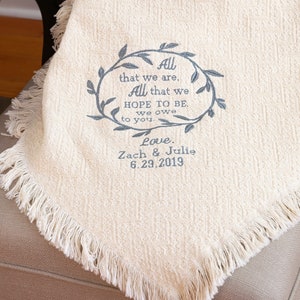 Parents Wedding Gift From Bride and Groom Custom Blanket Throw Personalized, Embroidered Blanket Cozy and Warm