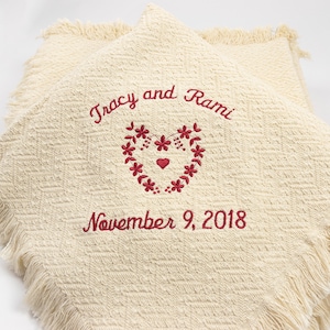 Cotton Anniversary Gift for Her & Him, Personalized Cotton Throw Blanket the Perfect 2nd Anniversary Gift, Wedding Blanket Embroidered