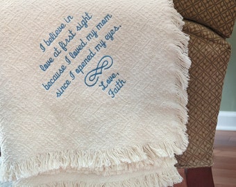 Wedding Gift Personalized Blanket - Embroidered Wedding Blanket Gift Mother of the Bride Gift for Wedding Throw Custom Blanket